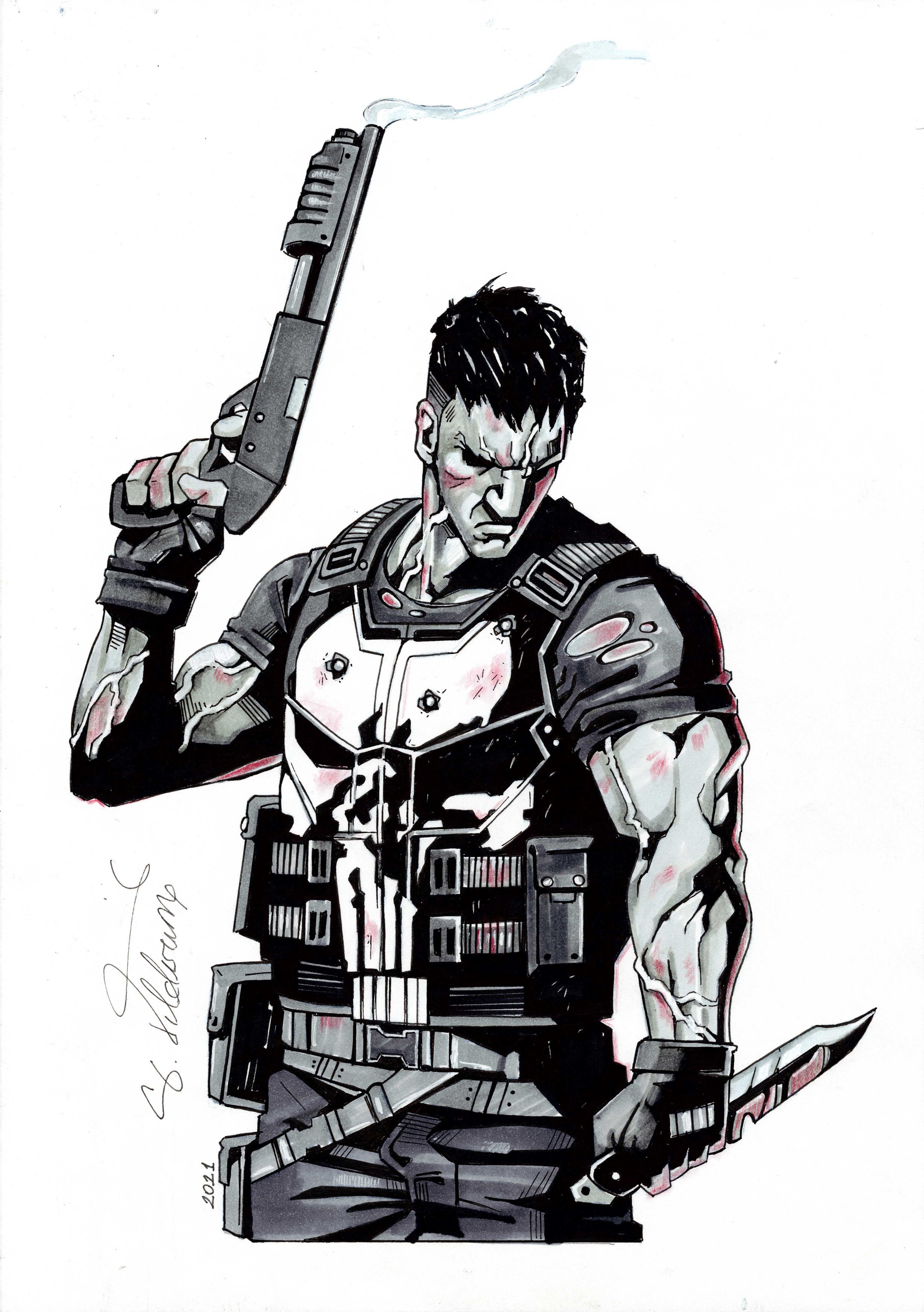 A4 Marker Kalem Illustrasyon 2021 Punisher